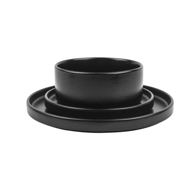 Set Completo Malmo Porcelana Rak® Negro x18 Piezas Para 6