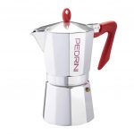 Cafetera Moka Pedrini Aluminio Roja 9 Tazas