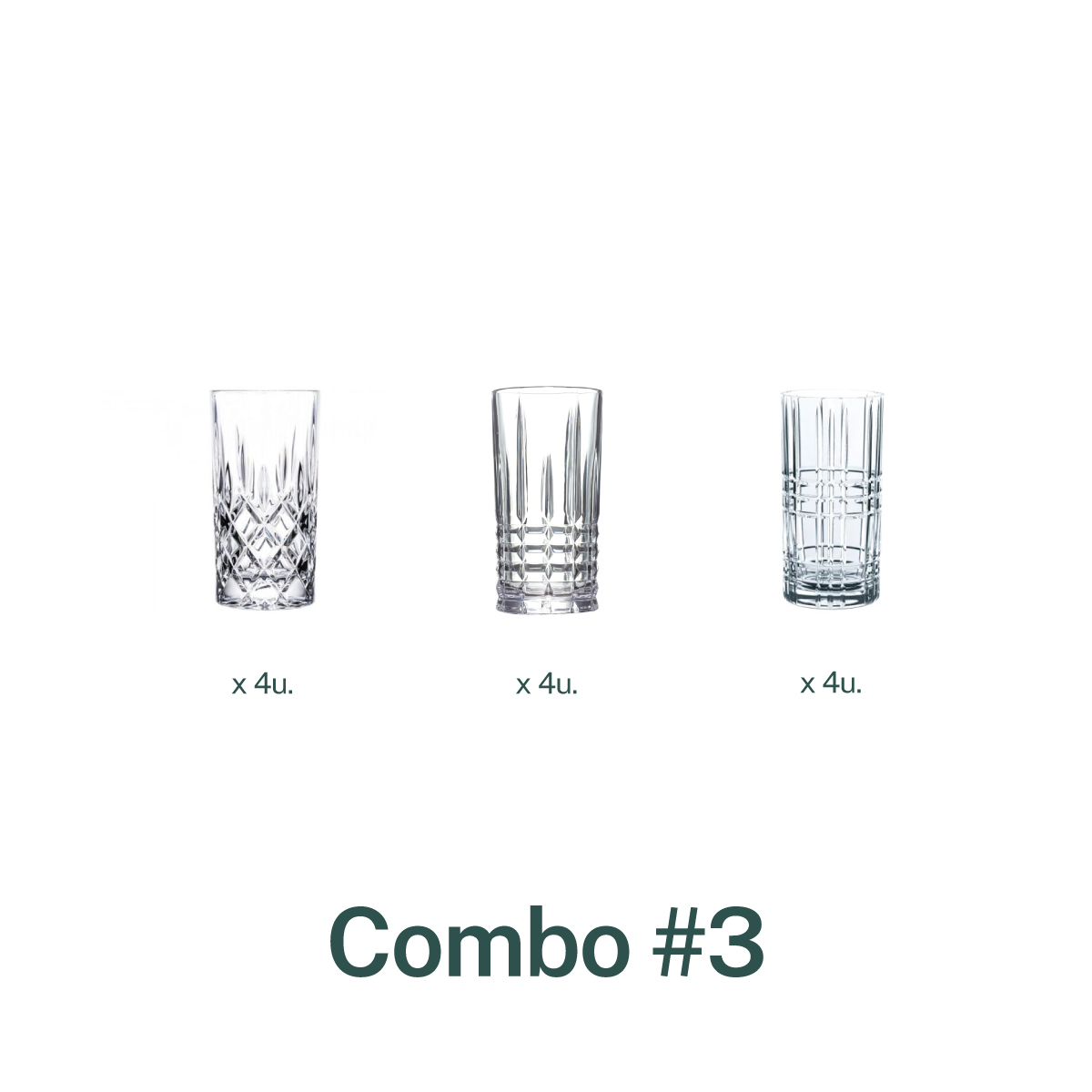 Essentials Combo #3 - Vasos De Vidrio Largos X12 Unidades